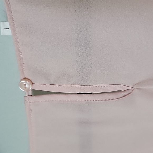 Maurice's Girly Dressy Office Size 1X Sheer Pink Ruffle Bell Sleeve Blouse - Picture 8 of 10